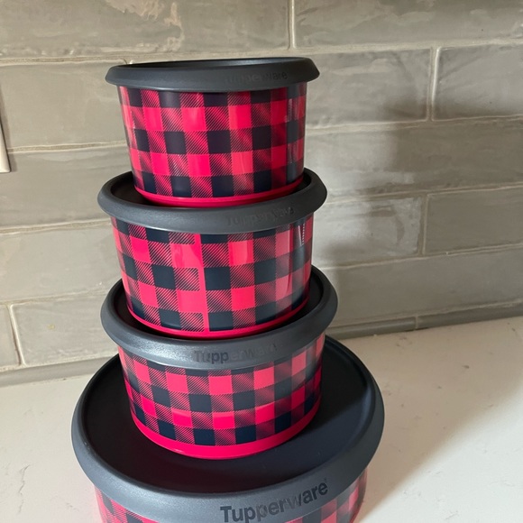 Tupperware 4 pc Buffalo Plaid canister set - Picture 4 of 4